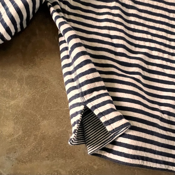 Jigsaw Breton style cotton shirt. Navy and grey stripe, sz S. EUC. - Picture 6 of 8